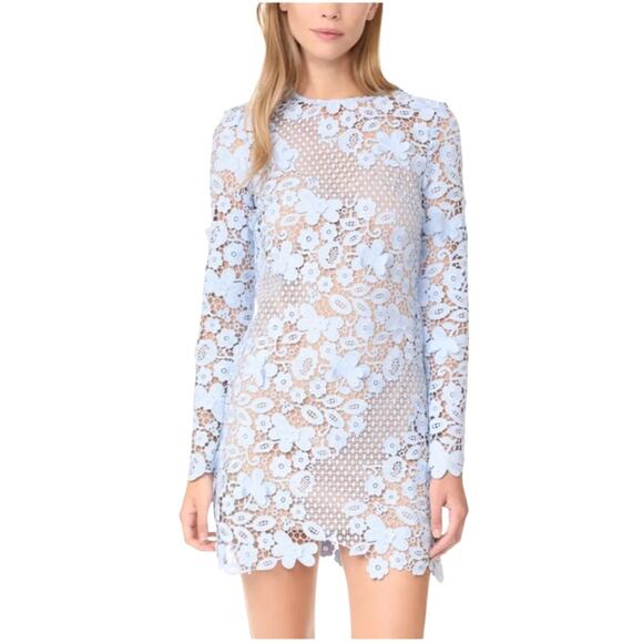Self-Portrait Dresses & Skirts - Self-Portrait Lace Pattern Mini Dress Floral Blue Size 6 US 10 UK NWOT